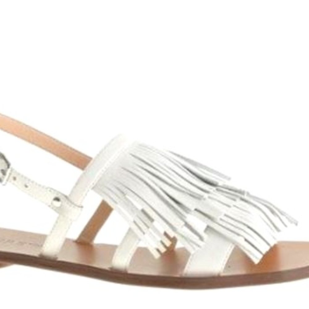 J. Crew White Fringe leather sandles. Size 7.5